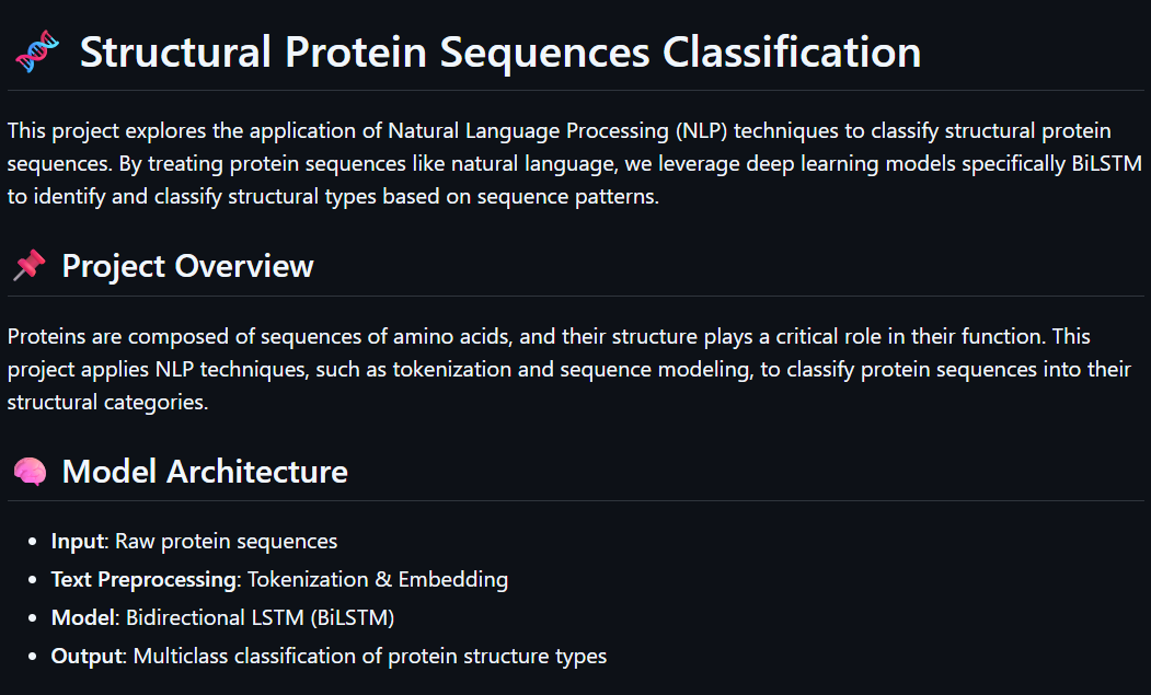 Structural Protein Sequences Classification